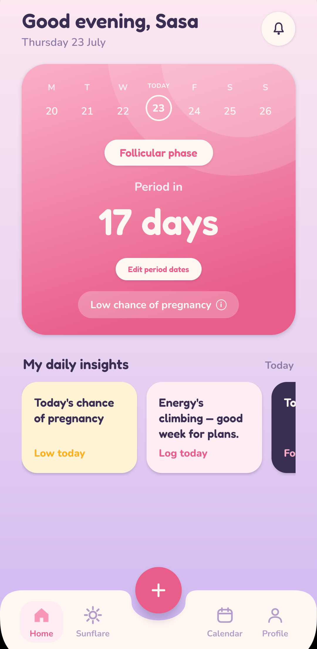 Soleii daily insights during the follicular phase