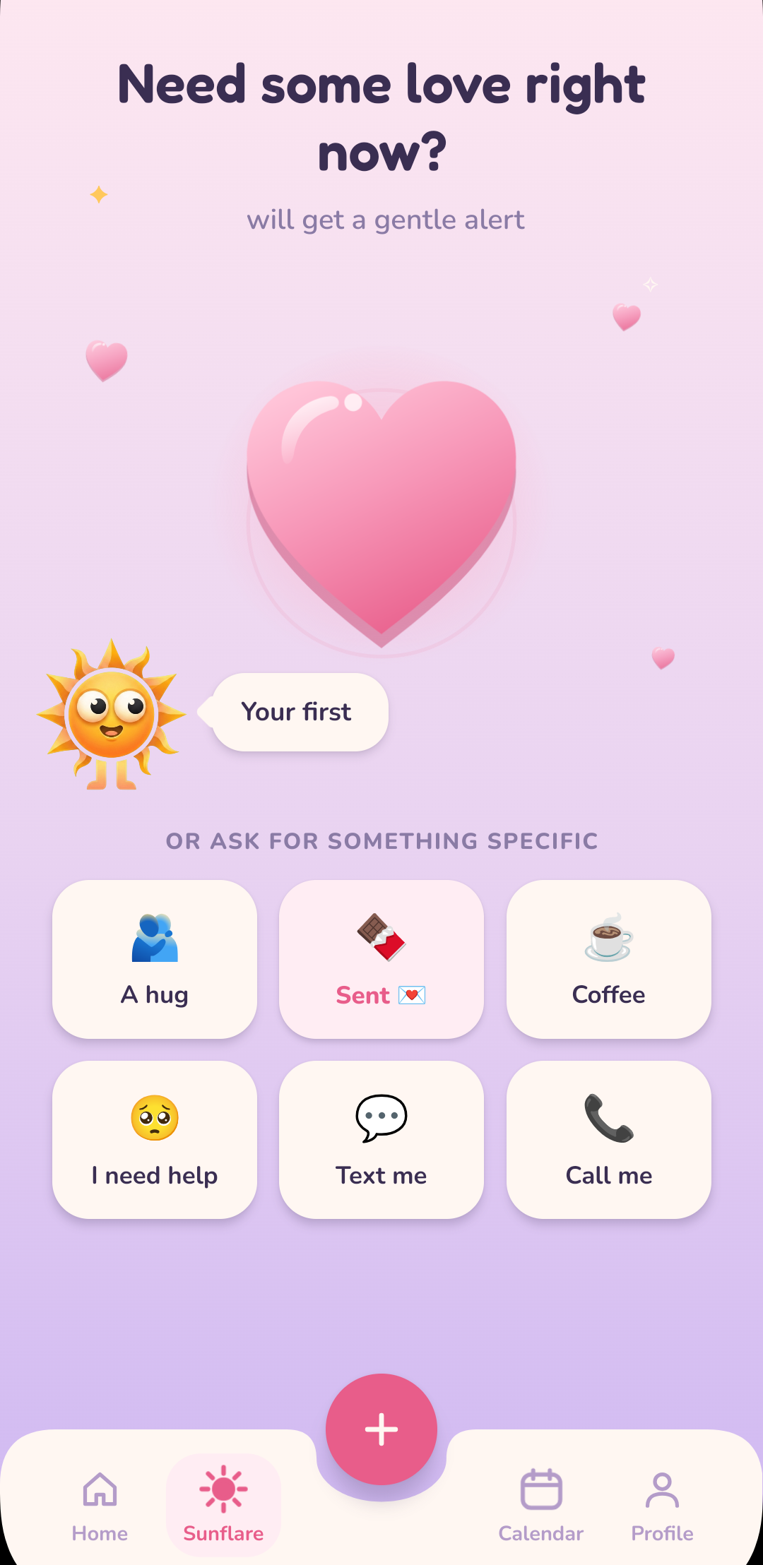 Soleii Sunflare screen asking for support